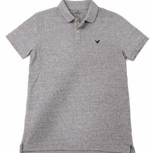 American Eagle Men’s Gray Polo Shirt Medium Classic Fit Core Flex Short Sleeve